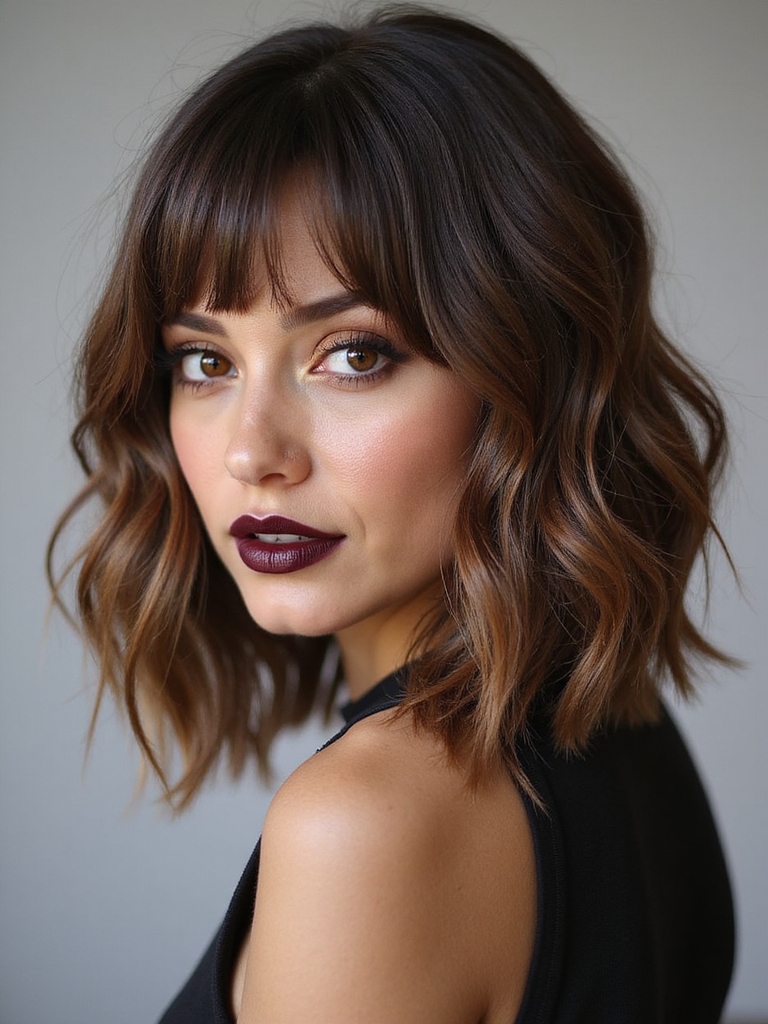 choppy textured long inverted bob