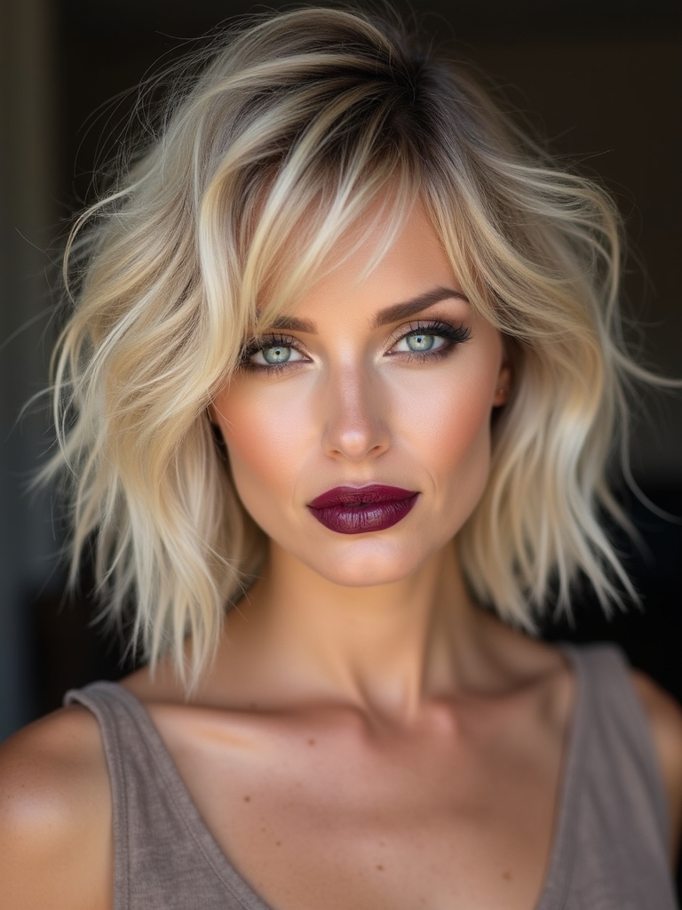 choppy tousled volumizing short bob