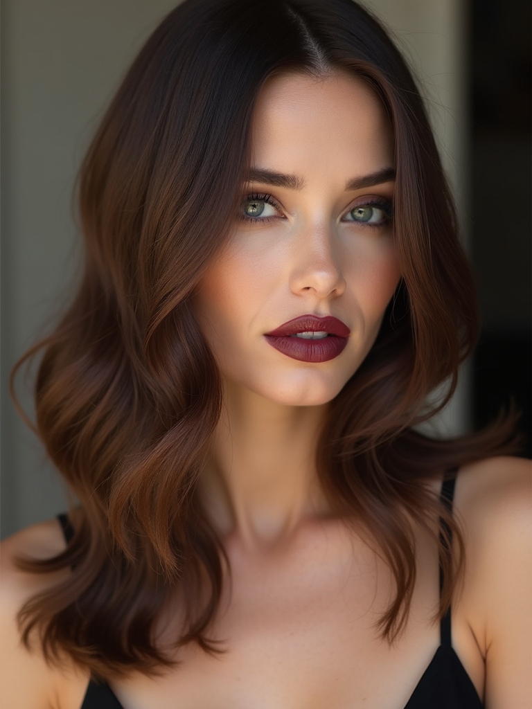 collarbone length sleek brown lob
