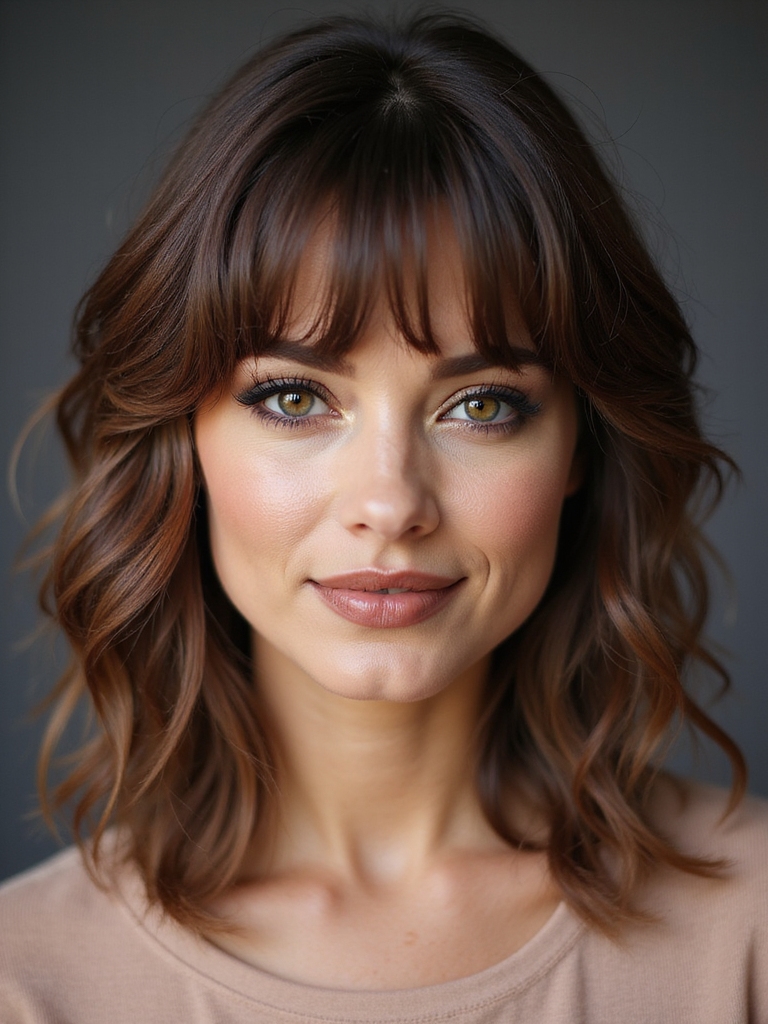 collarbone skimming lob with curtain bangs