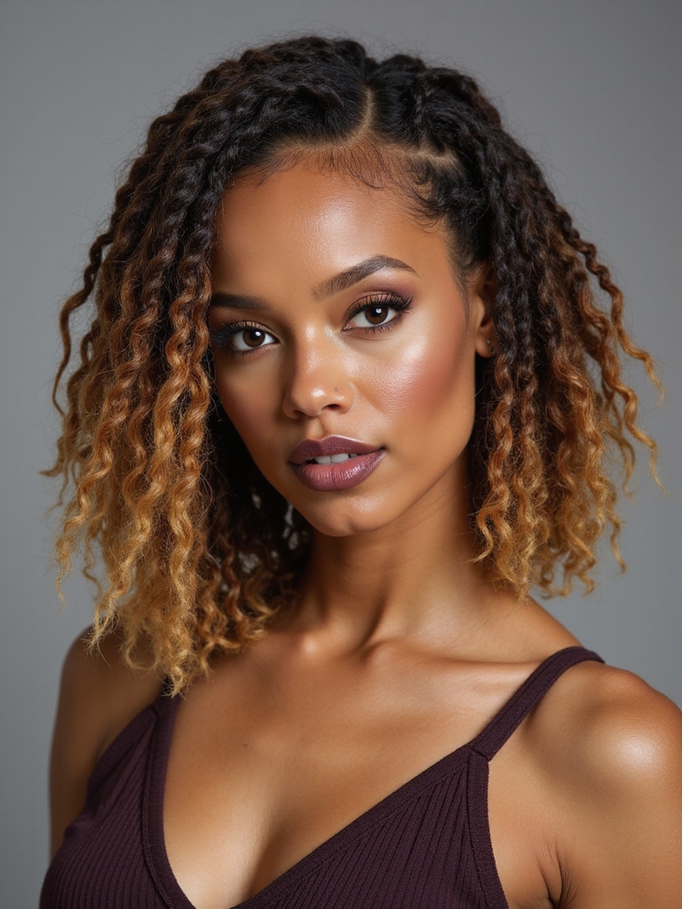 colorful textured loc bob