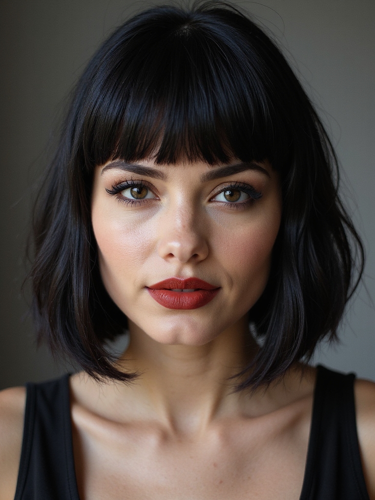 crisp micro bob with fringe