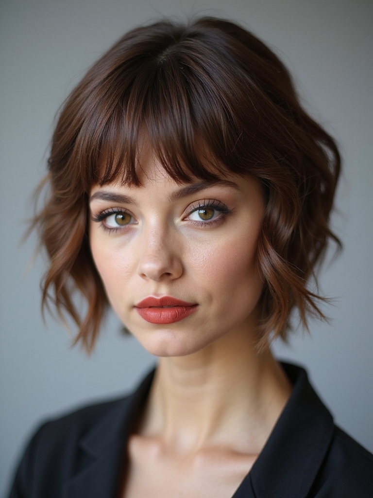 cropped pixie bob with bangs