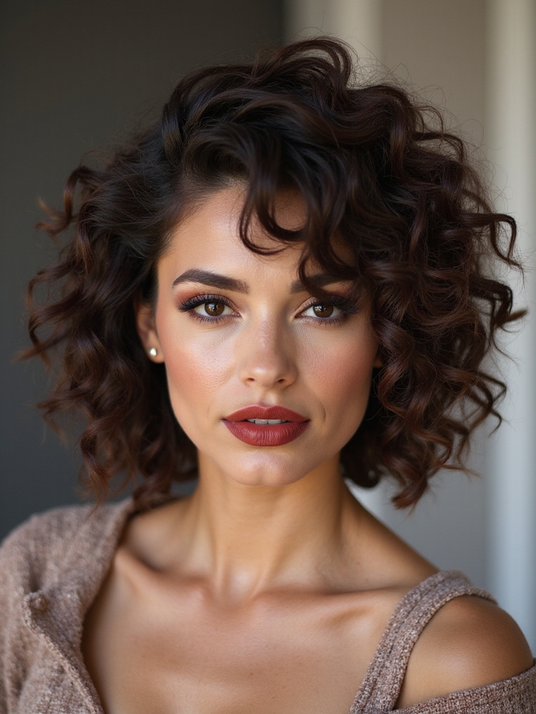 curly airy long bob pixie