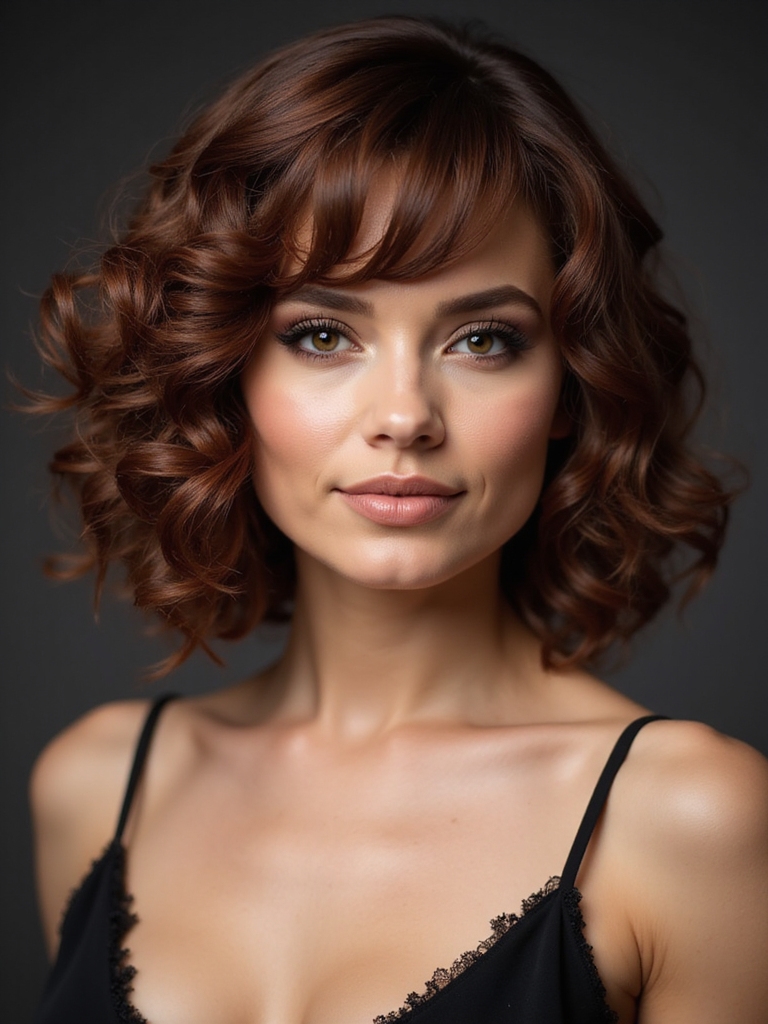 curly bob with fringe
