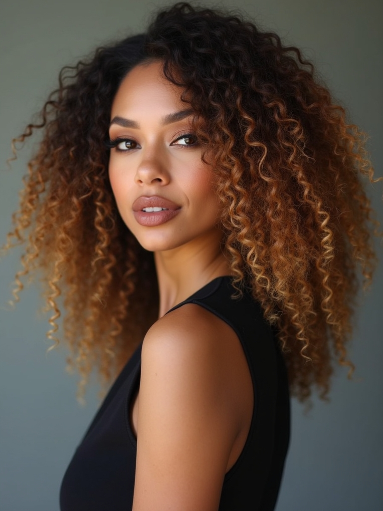 curly lob with highlights