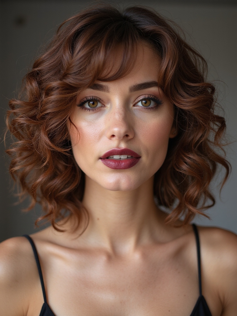 curly messy bob volume