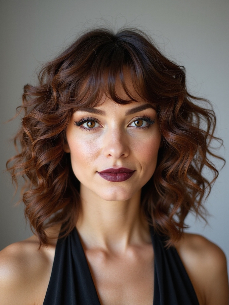 curly shag mullet volume