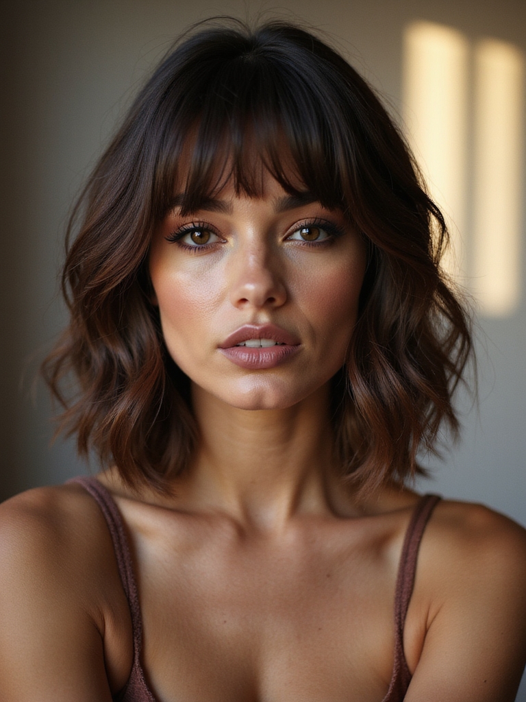 curtain bangs soften bob silhouette