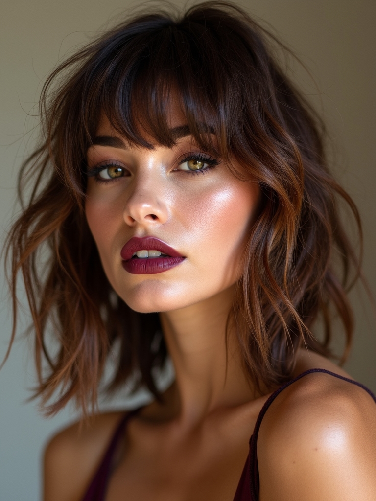 curtain bangs tousled messy finish