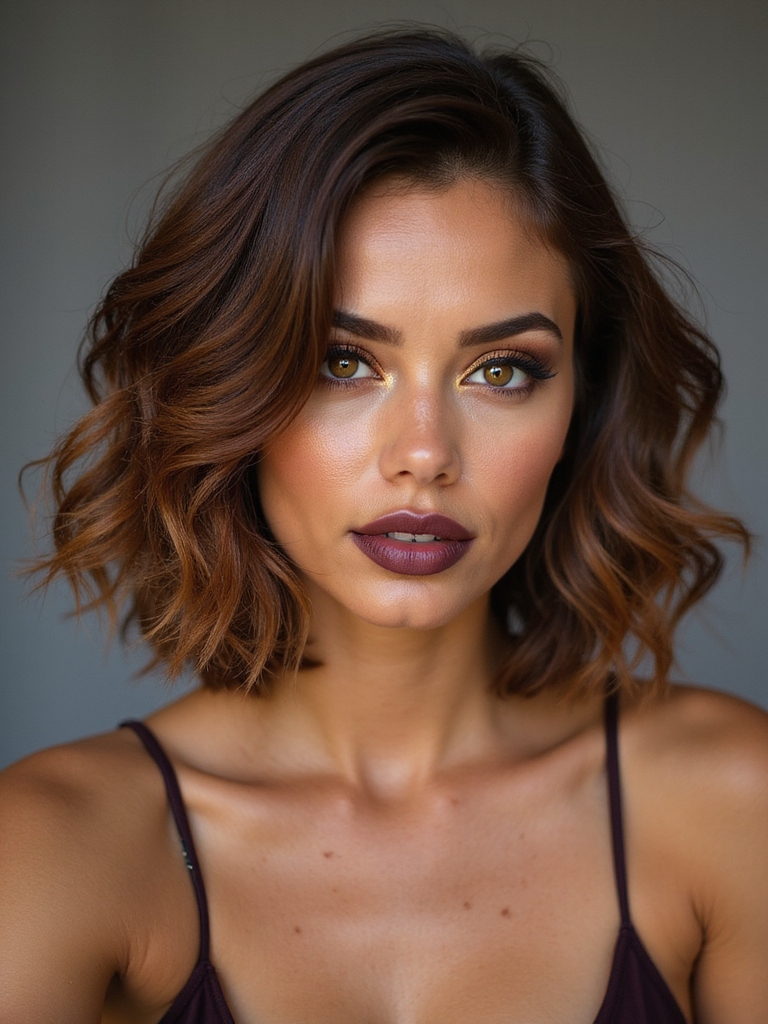 curtain fringe textured wavy bob