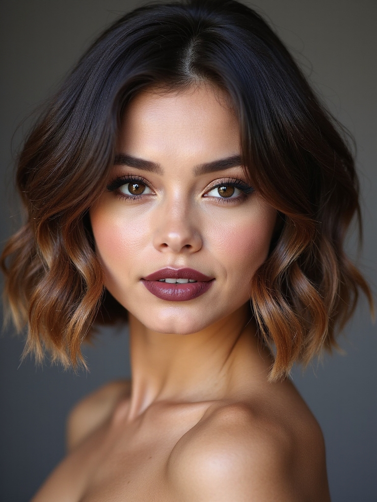 deep brunette bob ombre