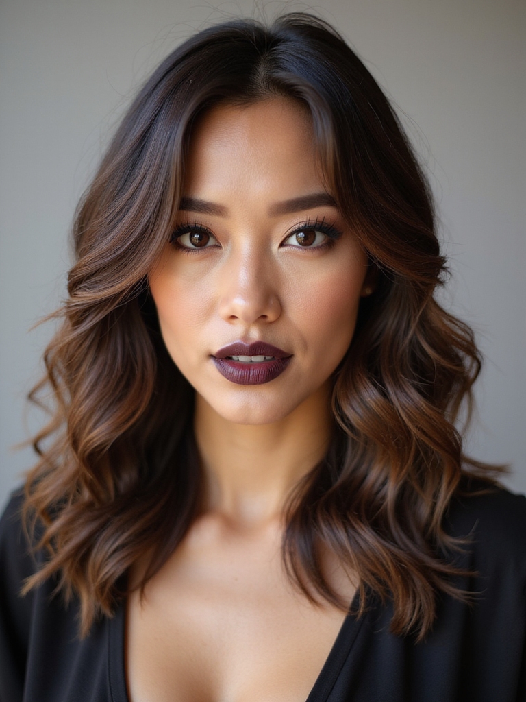deep side part wavy bob