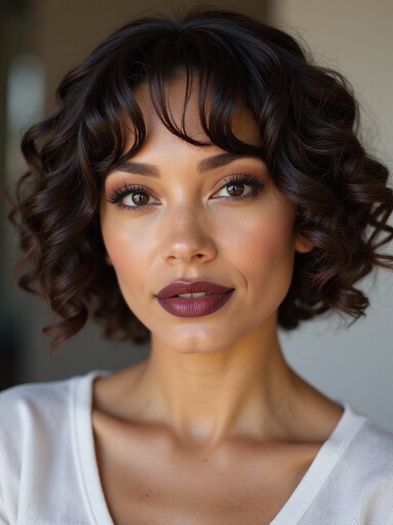 defined jawline curled bob