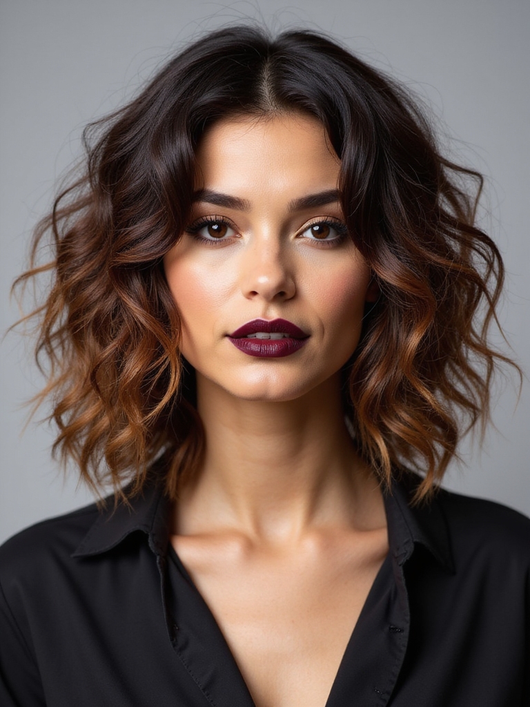 deliberately undone textured curly bob
