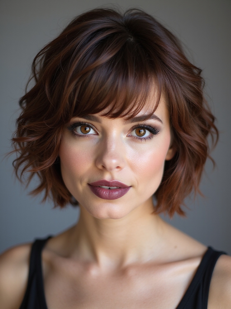 delicate rounded above brow fringe