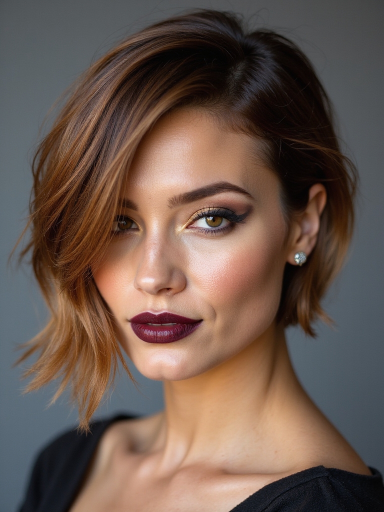 edgy angled face framing bob