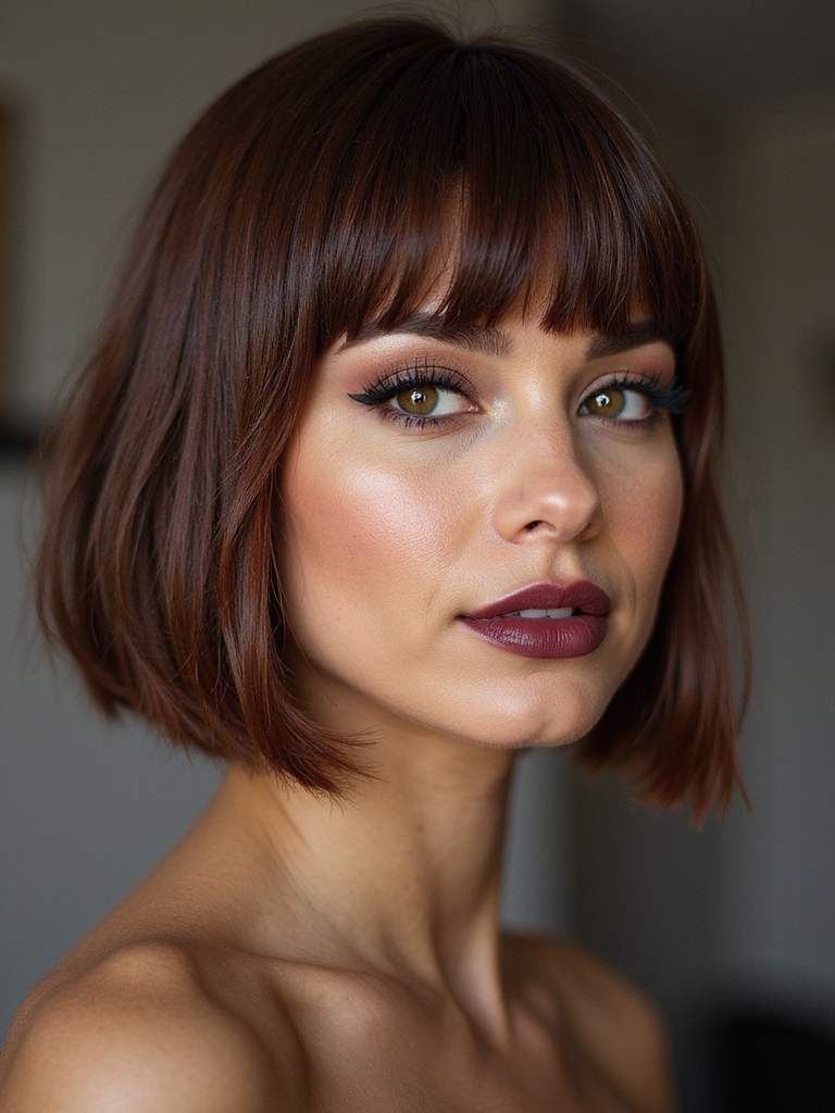 edgy undercut bob with bangs
