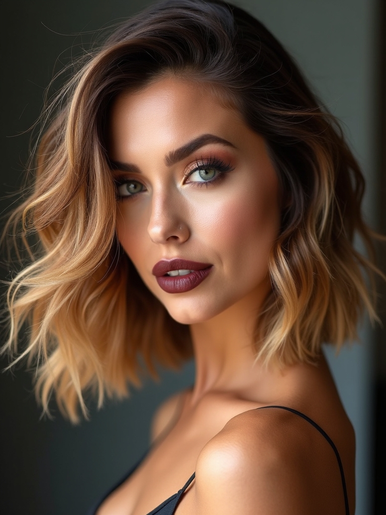 effortless textured layered wavy bob