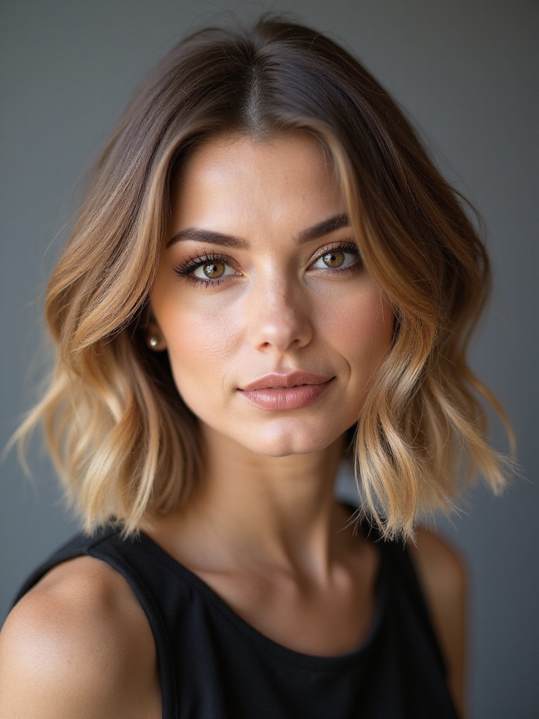 face framing balayage chin bob