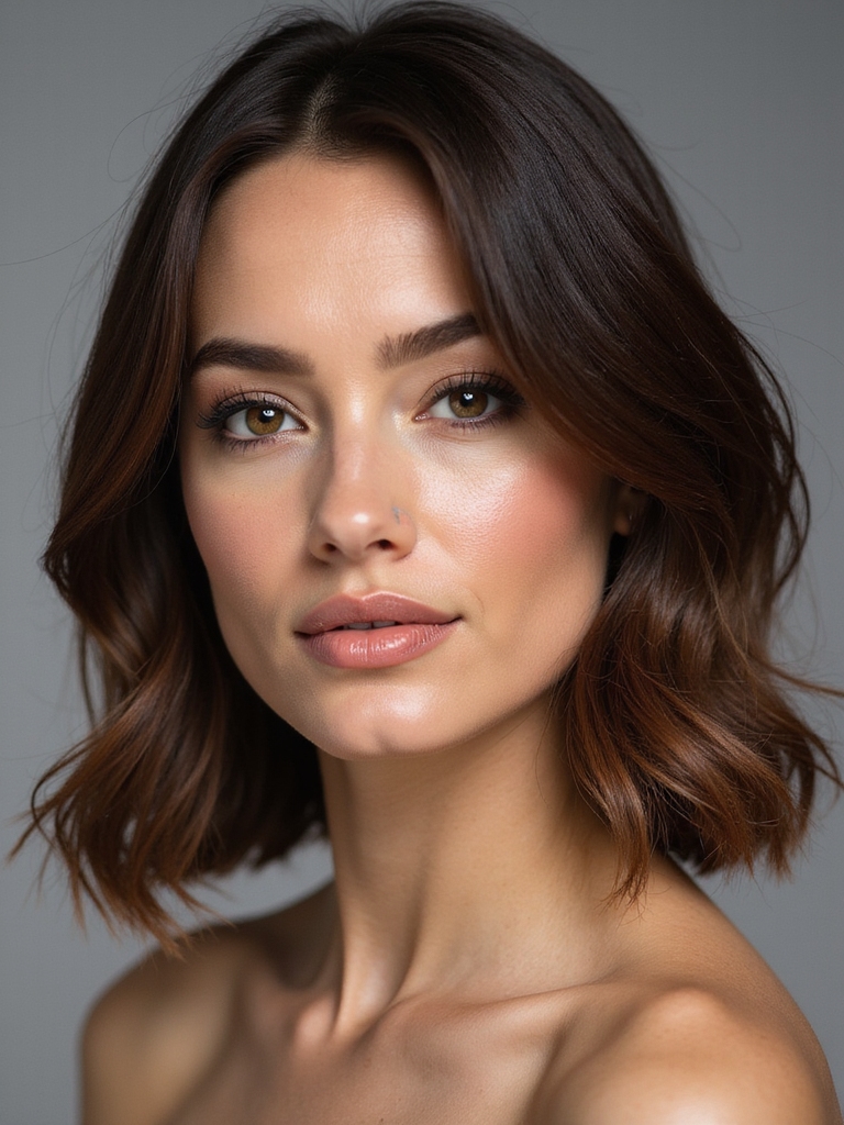 face framing layered deep part bob