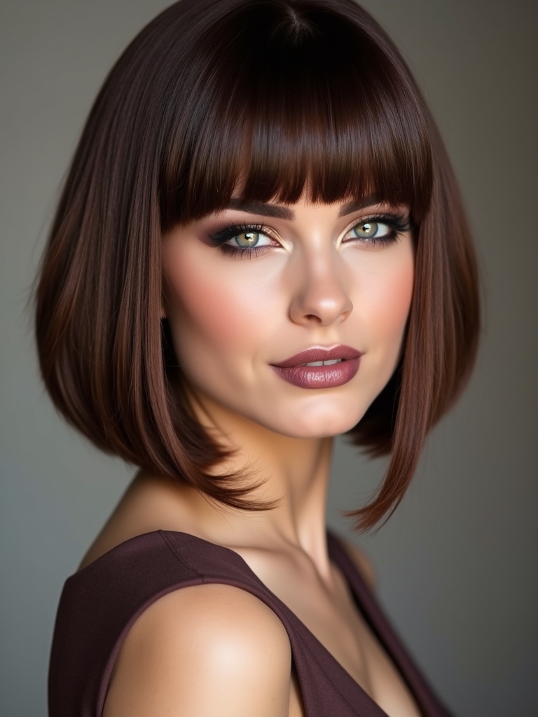 feathered brushed back bob