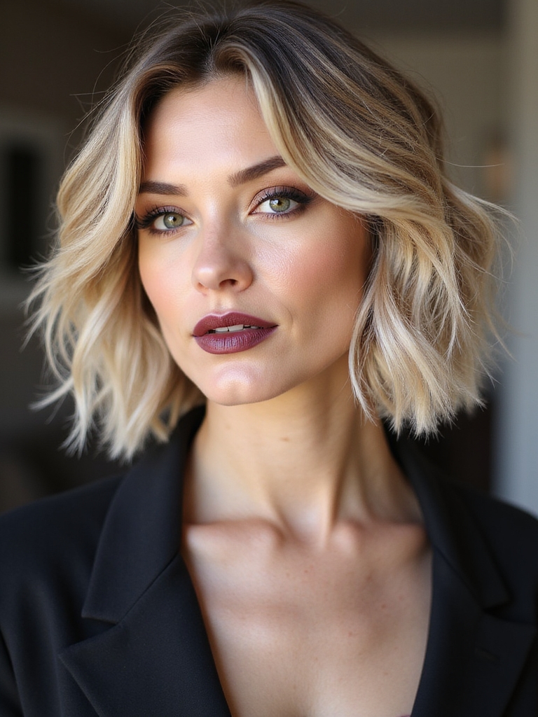 feathered choppy layered bob