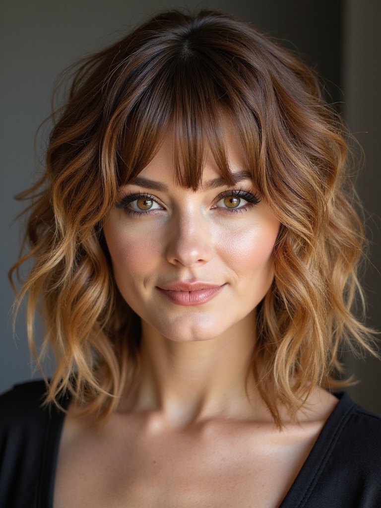 feathered curtain bangs volumizing charm