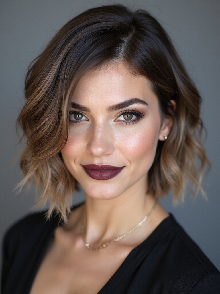 feathered layered inverted bob