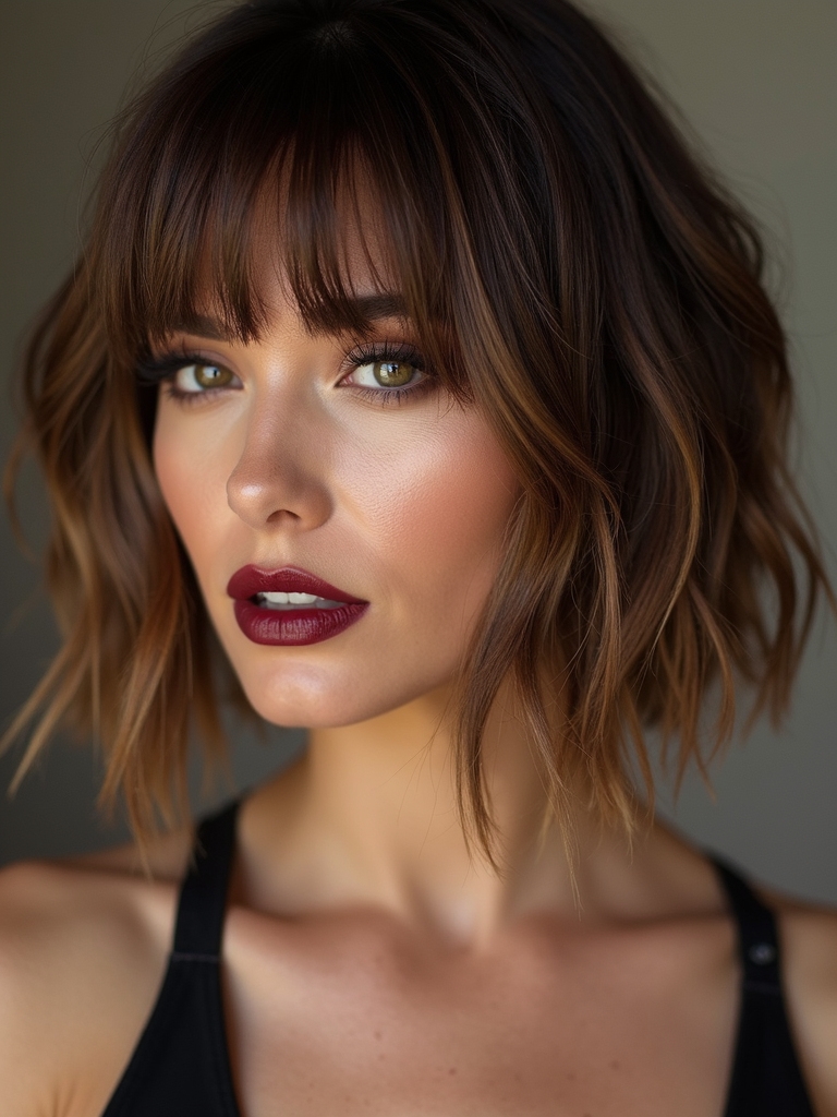feathered razor cut bob