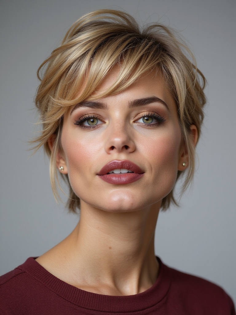 feathered shag pixie bangs