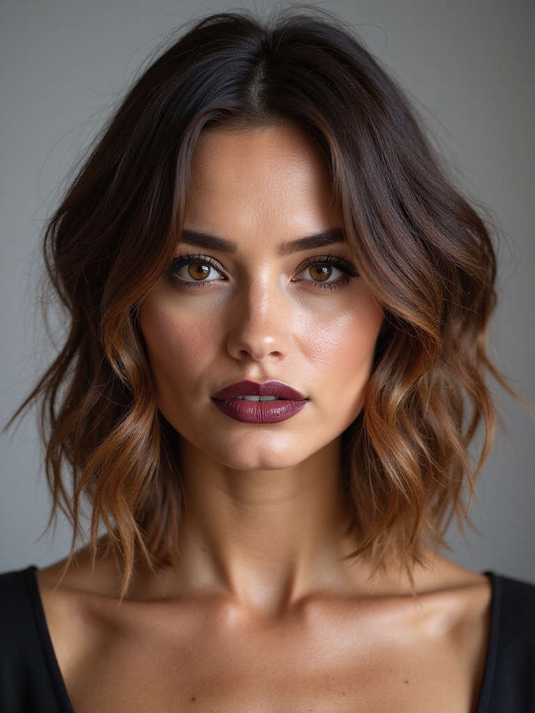 glossed messy bob with lift
