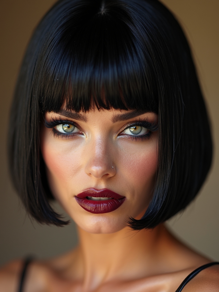 glossy sculpted slicked back bob