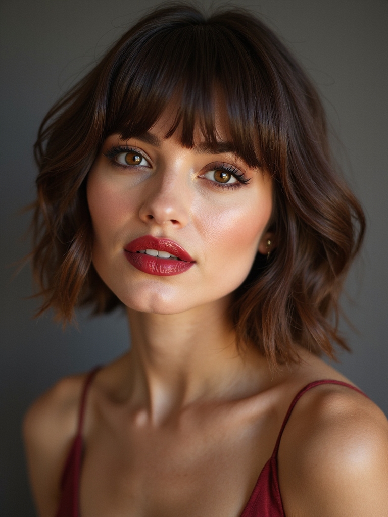 glossy waved bob with pin