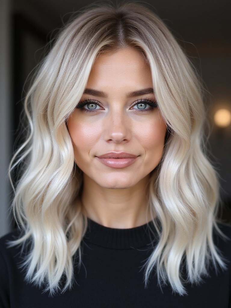 icy platinum long bob