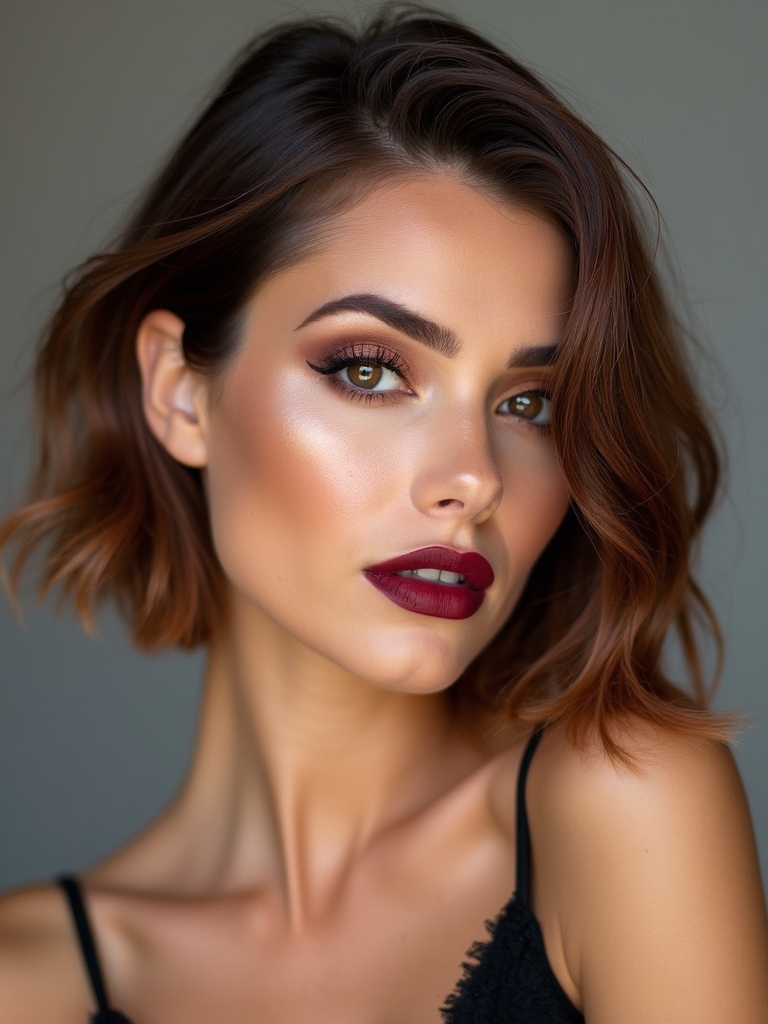 inverted bob with deep side part