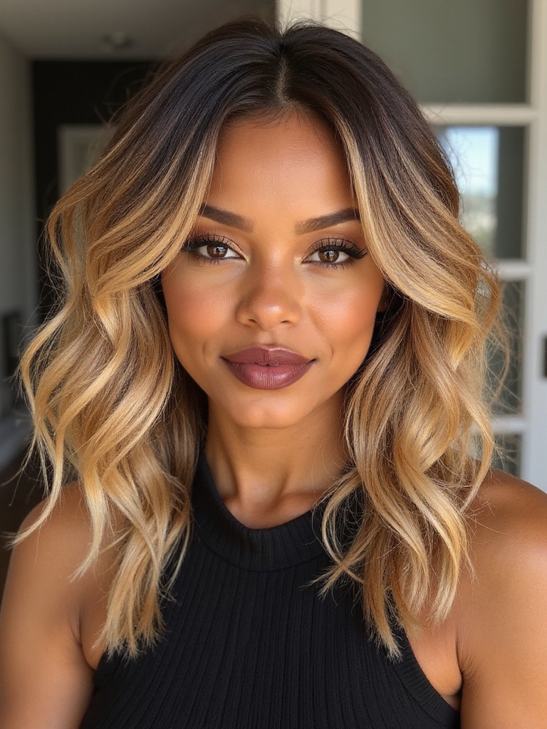knotless sunlit layered lob