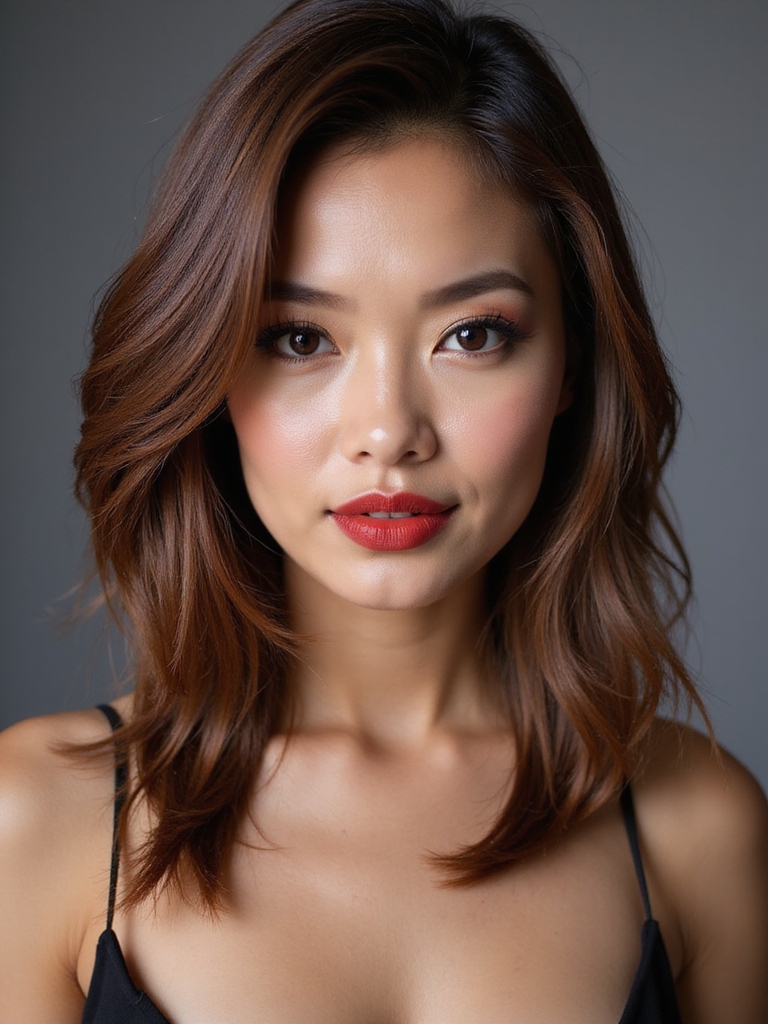 lacquered asymmetrical razor cut bob