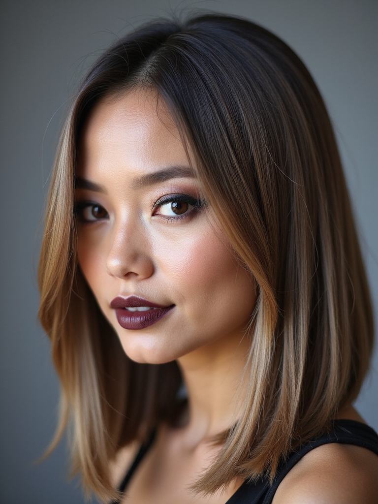 layered asymmetrical face framing bob