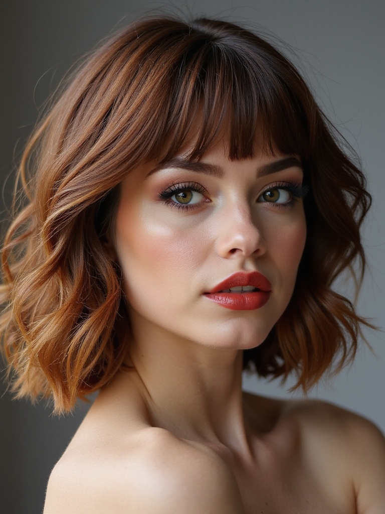 layered bob with curtain bangs