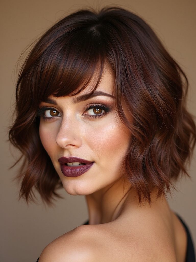 layered bob with fringe