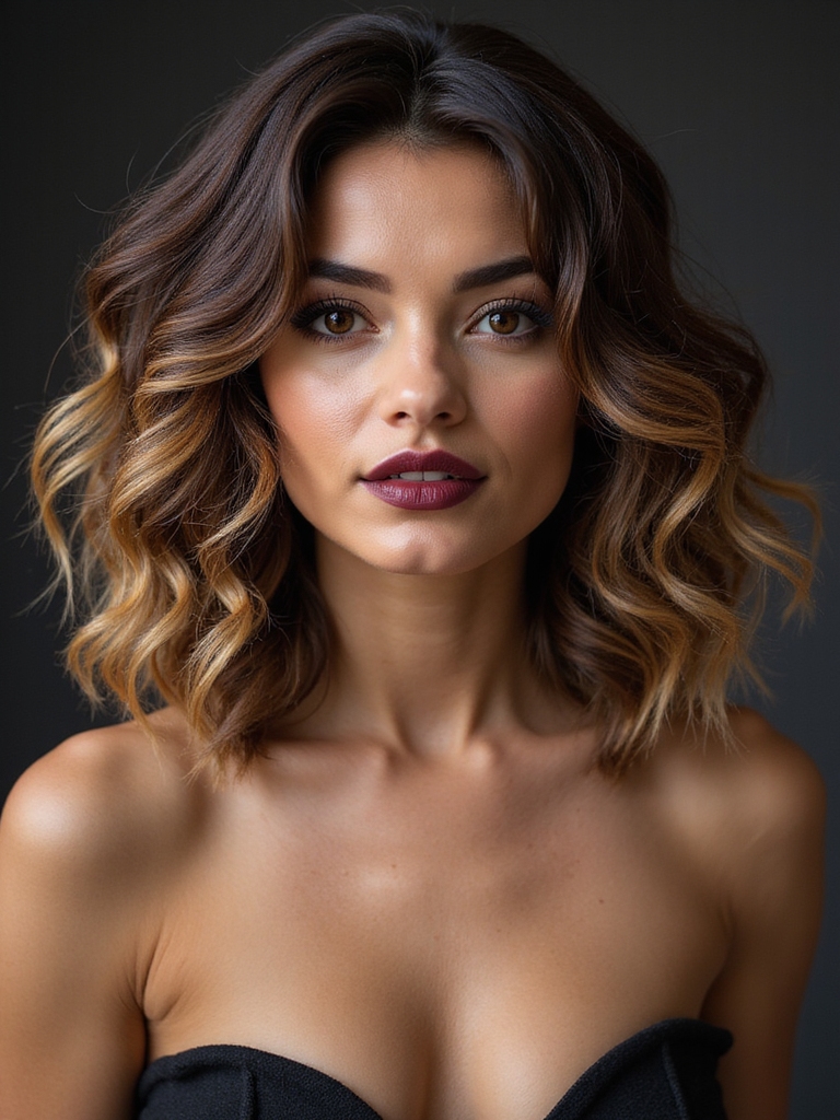 layered long bob curls