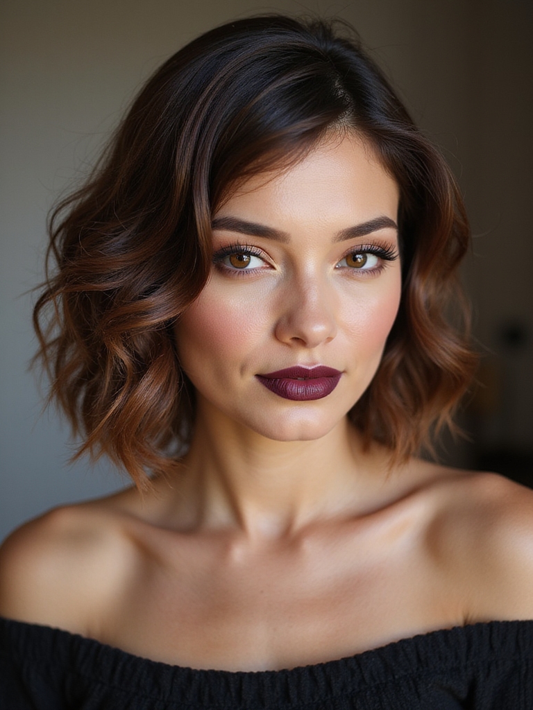 layered side part bob volume
