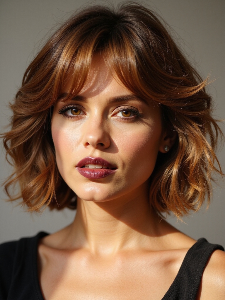 layered tousled jaw grazing bob
