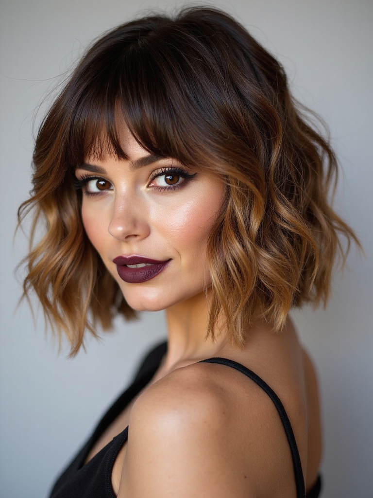 lob with face framing bangs