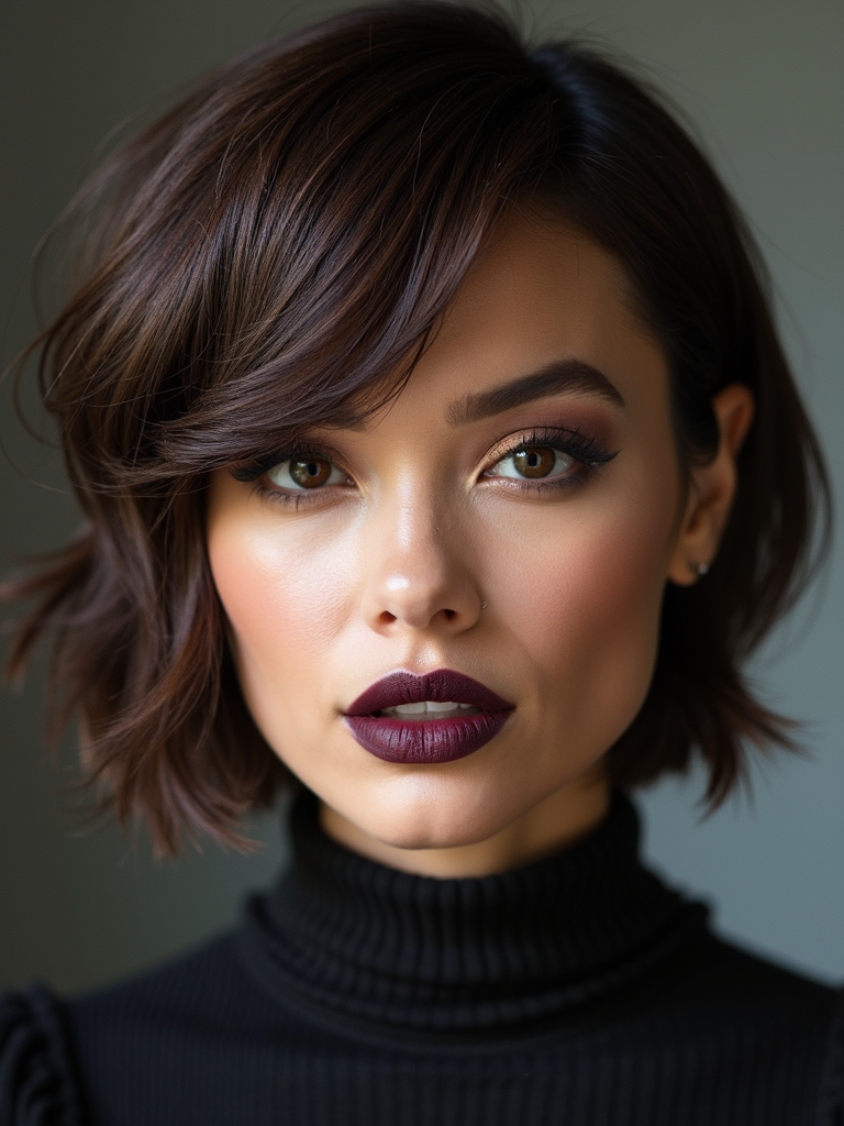 long banged edgy pixie bob