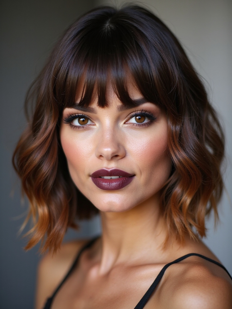 long bob with curtain bangs