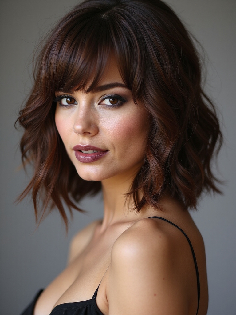 long bob with curtain bangs