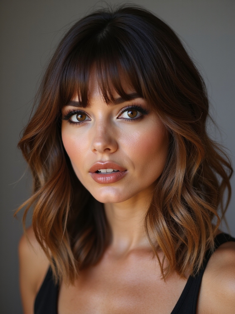 long bob with curtain fringe