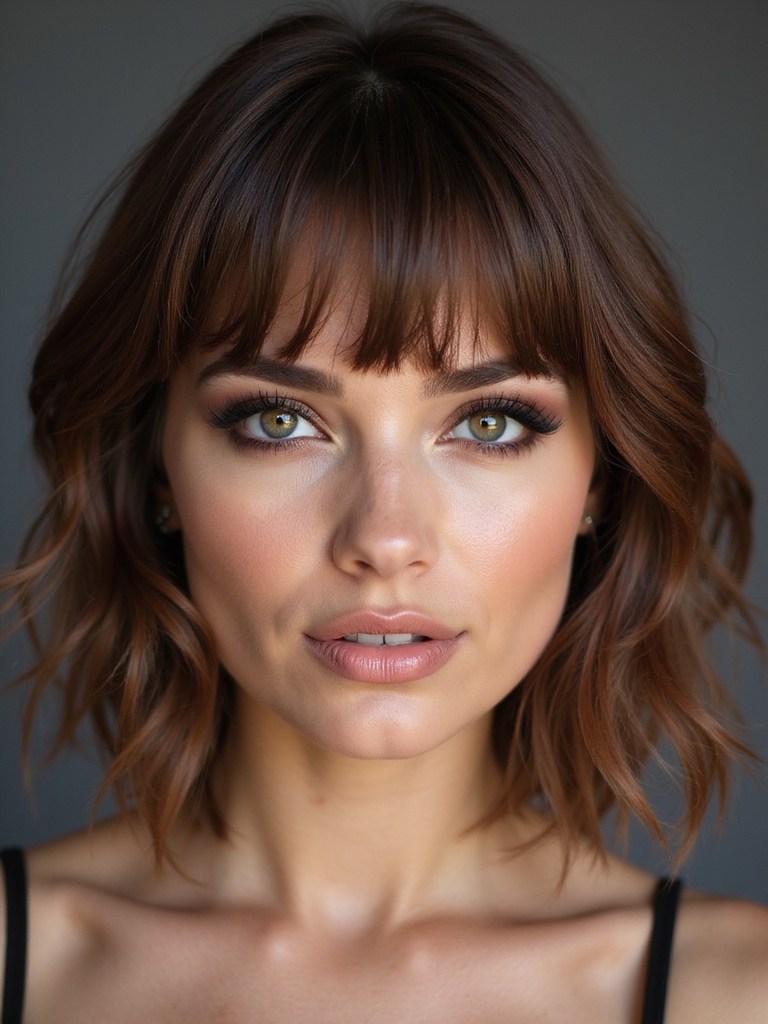 medium bob curtain bangs